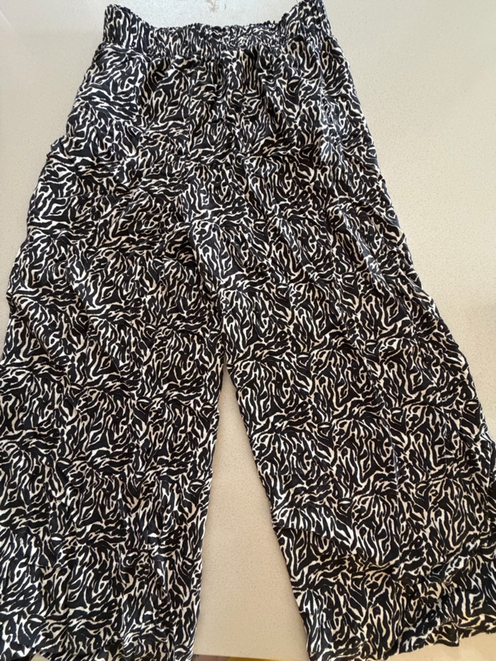 Black and White Print Wide Leg Beach Pants